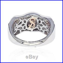 Suzy Levian Brown and White Cubic Zirconia Sterling Silver Wavy Ring