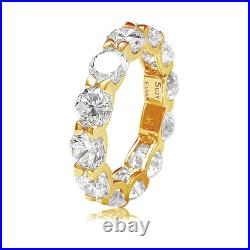 Suzy Levian Golden Sterling Silver Cubic Zirconia Round U-Shape Eternity Band