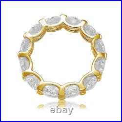 Suzy Levian Golden Sterling Silver Cubic Zirconia Round U-Shape Eternity Band