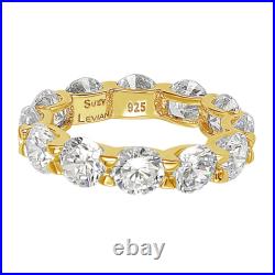 Suzy Levian Golden Sterling Silver Cubic Zirconia Round U-Shape Eternity Band
