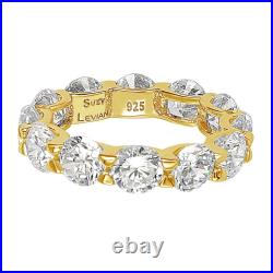Suzy Levian Golden Sterling Silver Cubic Zirconia Round U-Shape Eternity Band