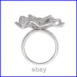 Suzy Levian Micro Pave Sterling Silver Cubic Zirconia Flower Ring
