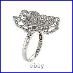 Suzy Levian Micro Pave Sterling Silver Cubic Zirconia Flower Ring