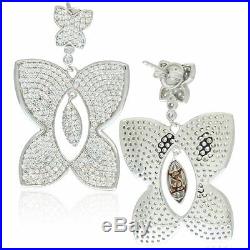 Suzy Levian Pave Cubic Zirconia Sterling Silver Butterfly Dangle Drop Earrings