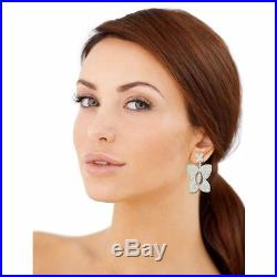 Suzy Levian Pave Cubic Zirconia Sterling Silver Butterfly Dangle Drop Earrings