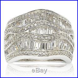 Suzy Levian Pave Cubic Zirconia Sterling Silver Crisscross Cocktail-Cluster Ring