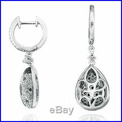 Suzy Levian Pave Cubic Zirconia Sterling Silver Floral Ball Drop Earrings