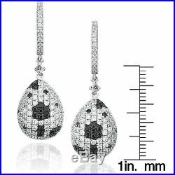 Suzy Levian Pave Cubic Zirconia Sterling Silver Floral Ball Drop Earrings
