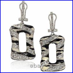 Suzy Levian Pave Sterling Silver Cubic Zirconia Animal Print Dangling Earrings