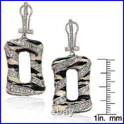 Suzy Levian Pave Sterling Silver Cubic Zirconia Animal Print Dangling Earrings