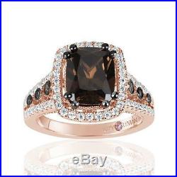 Suzy Levian Rose Sterling Silver Brown Chocolate and White Cubic Zirconia Engage