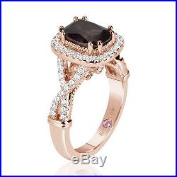 Suzy Levian Rose Sterling Silver Brown Chocolate and White Cubic Zirconia Engage