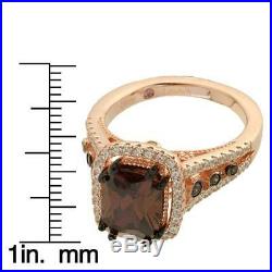 Suzy Levian Rose Sterling Silver Brown Chocolate and White Cubic Zirconia Engage