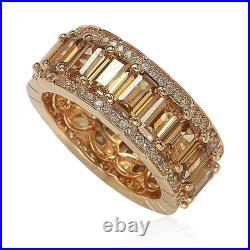 Suzy Levian Rose Sterling Silver Cubic Zirconia Brown Emerald Cut Eternity Band