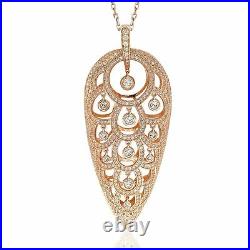 Suzy Levian Rose Sterling Silver Cubic Zirconia Chandelier Pendant Necklace