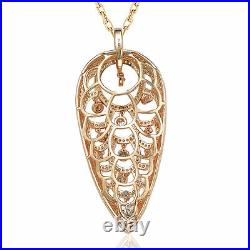 Suzy Levian Rose Sterling Silver Cubic Zirconia Chandelier Pendant Necklace