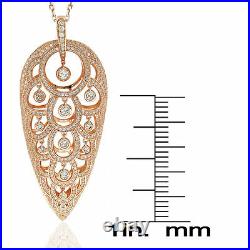 Suzy Levian Rose Sterling Silver Cubic Zirconia Chandelier Pendant Necklace