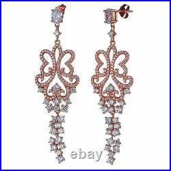 Suzy Levian Rose Sterling Silver Cubic Zirconia Dangle Butterfly Earrings