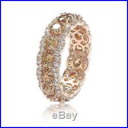 Suzy Levian Rose Sterling Silver Round Cubic Zirconia Champagne and White Eterni