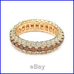 Suzy Levian Rosed Sterling Silver Brown Cubic Zirconia 3 Row Eternity Band