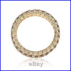 Suzy Levian Rosed Sterling Silver Brown Cubic Zirconia 3 Row Eternity Band