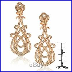 Suzy Levian Rosed Sterling Silver Cubic Zirconia Gladiator Twist Earrings