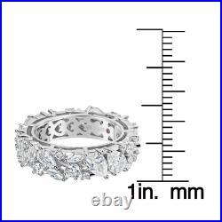 Suzy Levian Sterling Silver Cubic Zirconia Abstract Cluster Eternity Band Ring