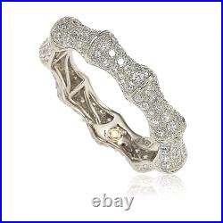 Suzy Levian Sterling Silver Cubic Zirconia Bamboo Eternity Band