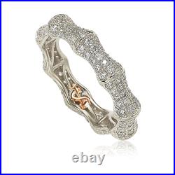 Suzy Levian Sterling Silver Cubic Zirconia Bamboo Eternity Band