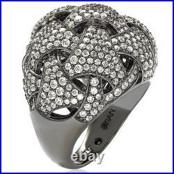 Suzy Levian Sterling Silver Cubic Zirconia Crossing Weaving Dome Ring