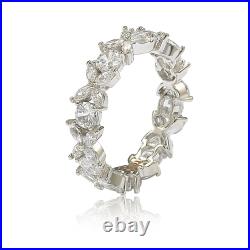 Suzy Levian Sterling Silver Cubic Zirconia Floral Eternity Band