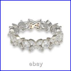 Suzy Levian Sterling Silver Cubic Zirconia Floral Eternity Band