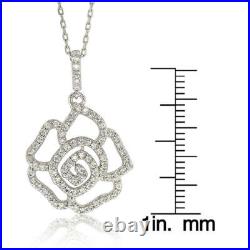 Suzy Levian Sterling Silver Cubic Zirconia Flower Pendant