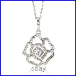 Suzy Levian Sterling Silver Cubic Zirconia Flower Pendant