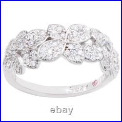 Suzy Levian Sterling Silver Cubic Zirconia Multi Flower Band Ring