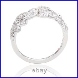 Suzy Levian Sterling Silver Cubic Zirconia Multi Flower Band Ring