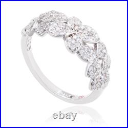 Suzy Levian Sterling Silver Cubic Zirconia Multi Flower Band Ring