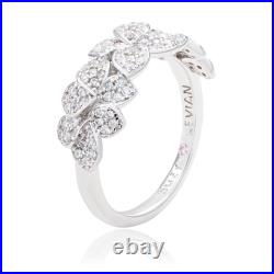 Suzy Levian Sterling Silver Cubic Zirconia Multi Flower Band Ring
