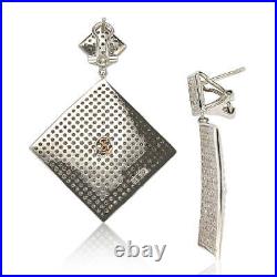 Suzy Levian Sterling Silver Cubic Zirconia Pave Diamond Shape earrings
