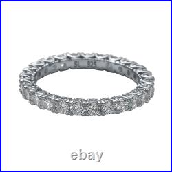 Suzy Levian Sterling Silver Cubic Zirconia Pave U Shape Setting Eternity Band