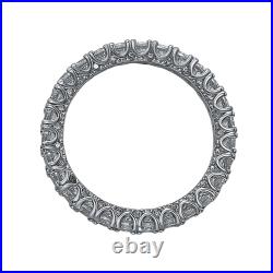 Suzy Levian Sterling Silver Cubic Zirconia Pave U Shape Setting Eternity Band