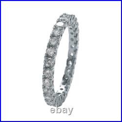 Suzy Levian Sterling Silver Cubic Zirconia Pave U Shape Setting Eternity Band