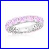 Suzy Levian Sterling Silver Cubic Zirconia Pink Cushion Cut Eternity Band