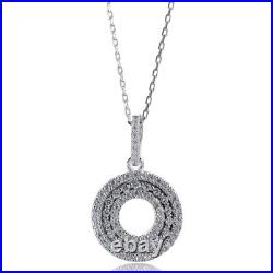 Suzy Levian Sterling Silver Cubic Zirconia White 3-Row Circle Pendant