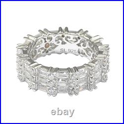 Suzy Levian Sterling Silver Cubic Zirconia White Baguette Modern Eternity Band