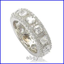 Suzy Levian Sterling Silver Cubic Zirconia White Modern Eternity Band