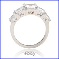 Suzy Levian Sterling Silver Graduating Asscher Cut White Cubic Zirconia Ring
