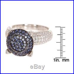 Suzy Levian Sterling Silver Pave Blue Cubic Zirconia Ring