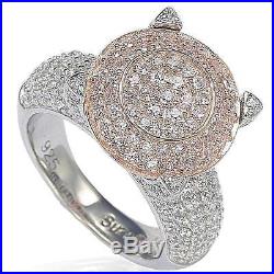 Suzy Levian Sterling Silver Pave Pink Cubic Zirconia Ring