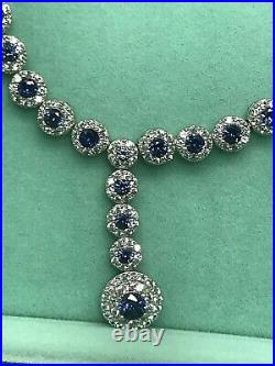 Suzy Levian Sterling Silver Round-Cut Blue & White Cubic Zirconia Necklace 17'